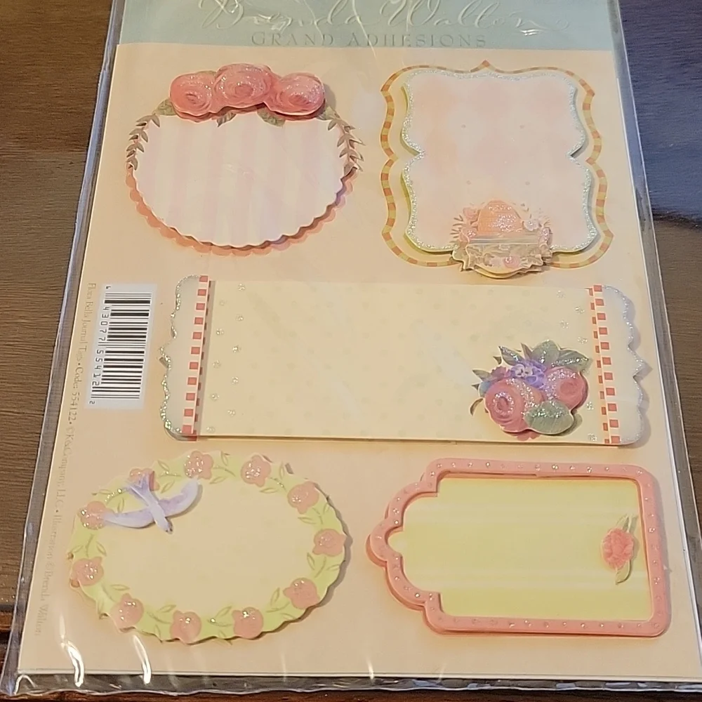 Scrapbook Sticker Lot New 4 pkgs Neutral Floral Metal